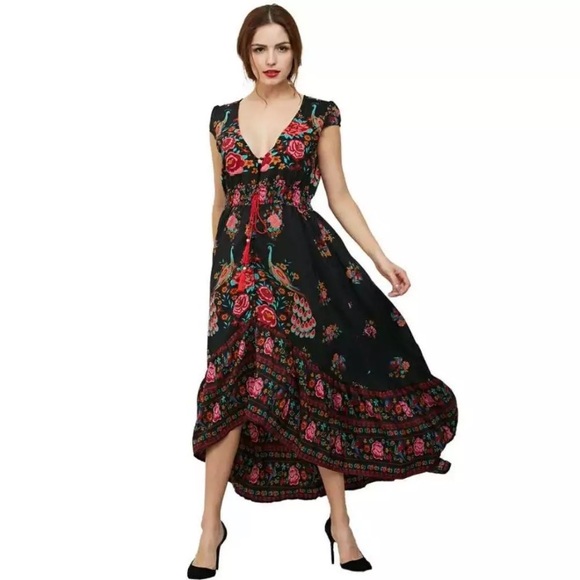 (Last 1) Boho chiffon casual women floral dress - Picture 4 of 6